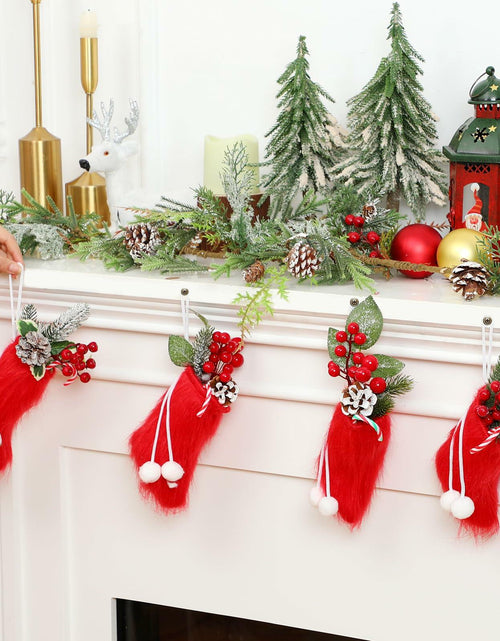 Load image into Gallery viewer, Shinymoon 12 Pcs 7" Faux Fur Christmas Stockings Red Small Furry Xmas Decor
