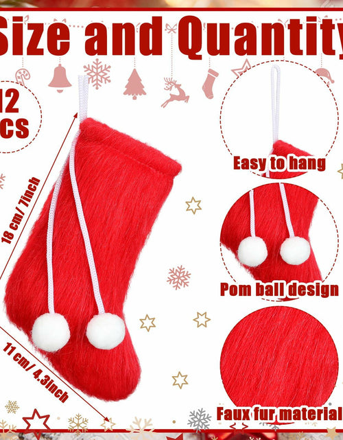 Load image into Gallery viewer, Shinymoon 12 Pcs 7" Faux Fur Christmas Stockings Red Small Furry Xmas Decor
