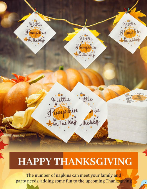 Load image into Gallery viewer, Crtiin Pumpkin Baby Shower Napkins He or She Gender Reveal 100 Pcs
