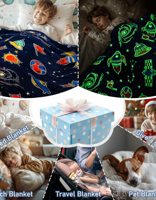 Load image into Gallery viewer, Boulou Glow in The Dark Galaxy Space Blanket Star Planet Decor 50x60
