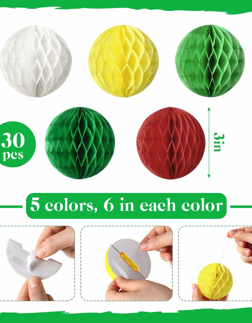 Load image into Gallery viewer, Watersay 30 Pcs 3" Christmas Paper Honeycomb Balls Decoration Classic Color
