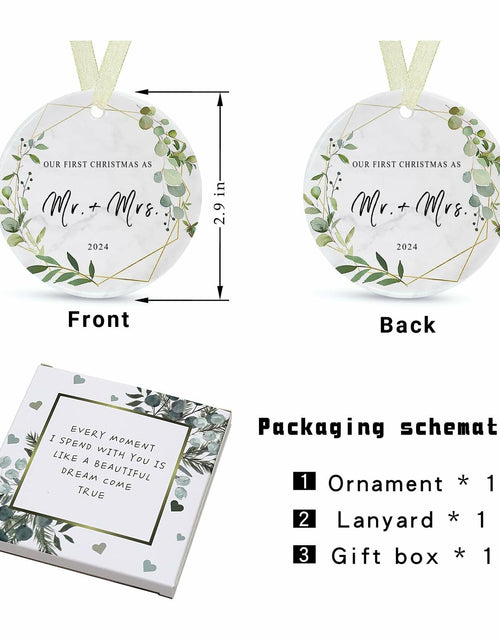 Load image into Gallery viewer, First Christmas as Mr and Mrs Ornament 2024 Ceramic Hanging 2.9"
