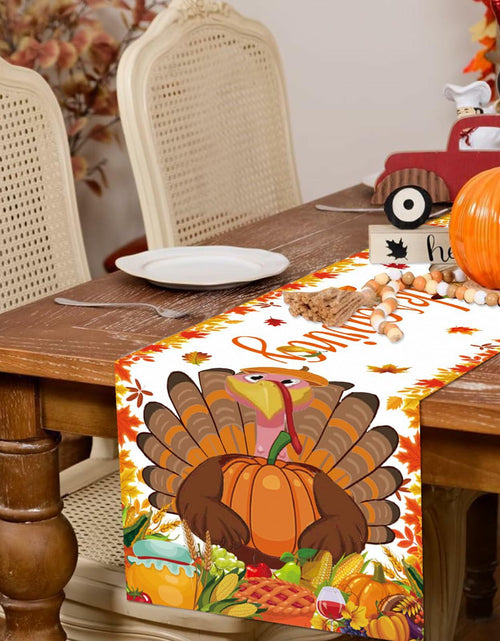 Load image into Gallery viewer, Happy Thanksgiving Turkey Table Runner Oxford 70.86x13.77in Pumpkin Maple
