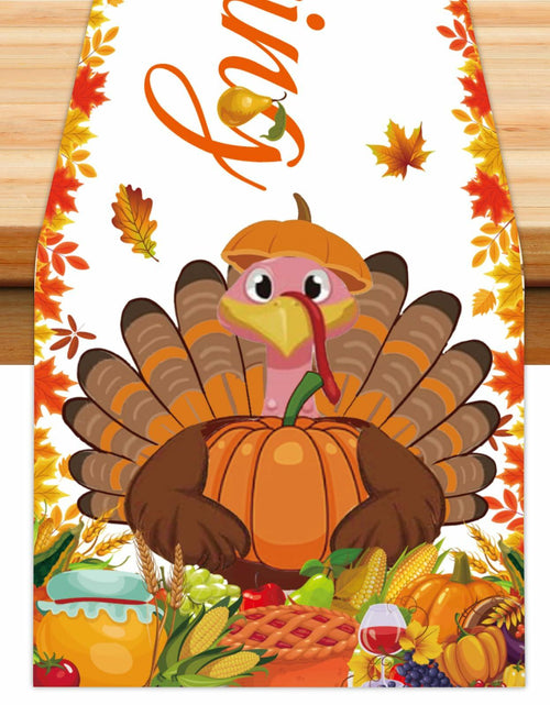 Load image into Gallery viewer, Happy Thanksgiving Turkey Table Runner Oxford 70.86x13.77in Pumpkin Maple
