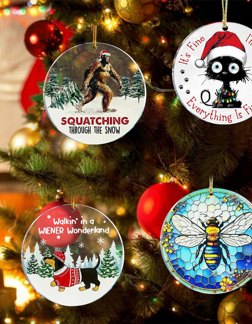 Load image into Gallery viewer, Bee Christmas Ornaments 2024 Acrylic Hanging Decor Indoor Outdoor
