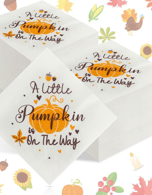 Load image into Gallery viewer, Crtiin Pumpkin Baby Shower Napkins He or She Gender Reveal 100 Pcs
