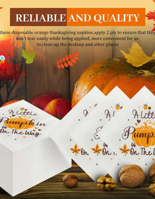 Load image into Gallery viewer, Crtiin Pumpkin Baby Shower Napkins He or She Gender Reveal 100 Pcs
