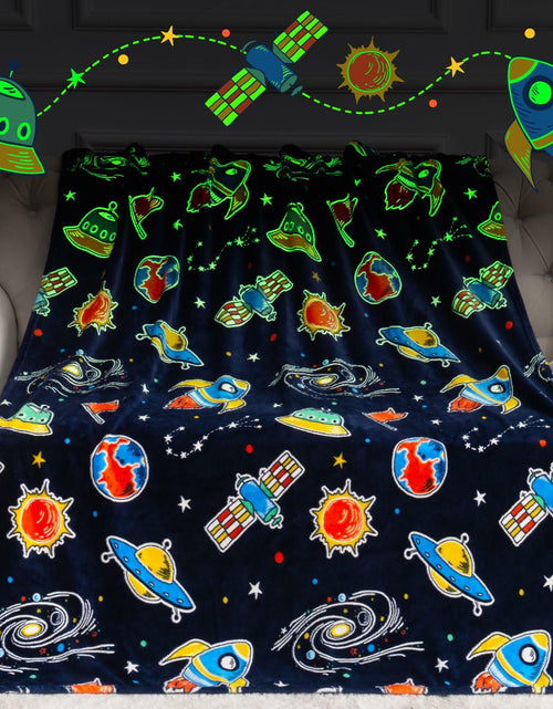 Load image into Gallery viewer, Boulou Glow in The Dark Galaxy Space Blanket Star Planet Decor 50x60
