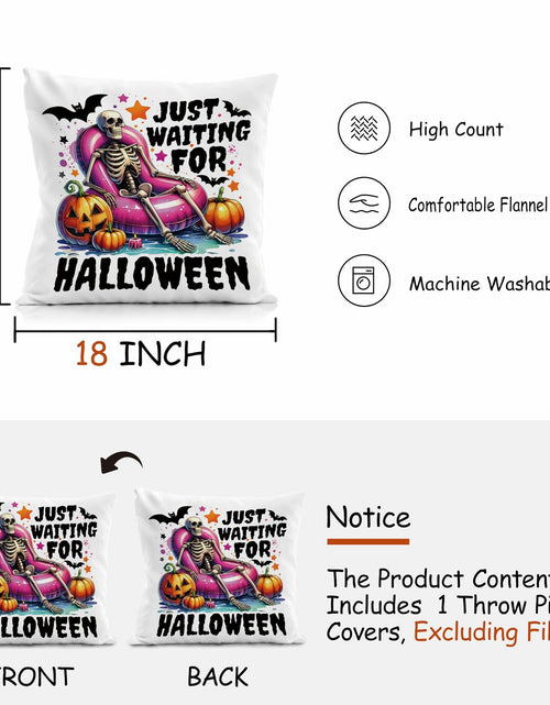 Load image into Gallery viewer, Nogrit Halloween Pumpkin Skeleton Pillow Covers 18x18 Orange 2 Pack
