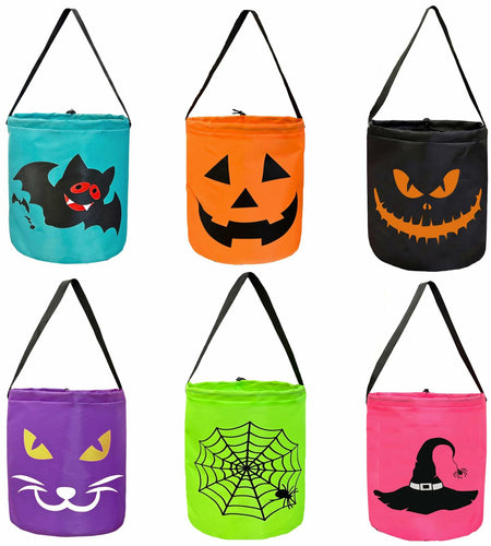 hsmyank Halloween Reusable Trick or Treat Tote Bags 6PCS Multicolor Drawstring