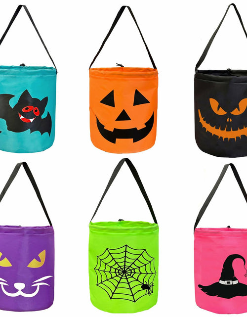 Load image into Gallery viewer, hsmyank Halloween Reusable Trick or Treat Tote Bags 6PCS Multicolor Drawstring
