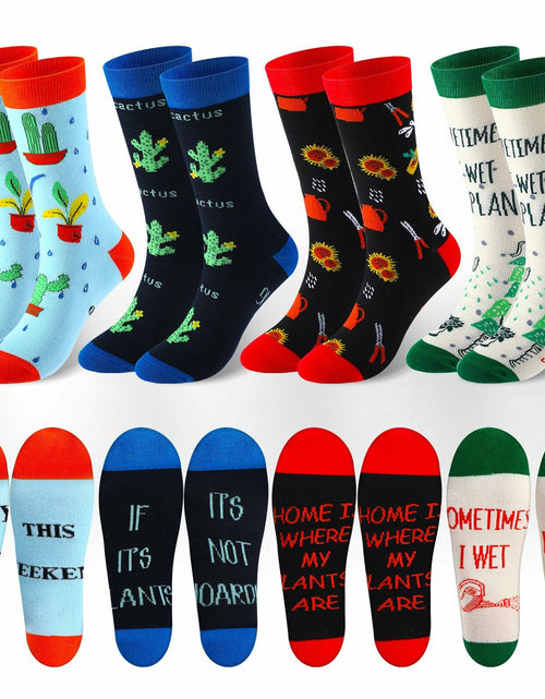 Load image into Gallery viewer, Suhine Women's Christmas Cactus Crew Socks Holiday Gifts 4 Pairs - One Size
