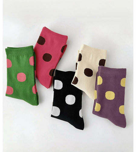 Verdusa Women's Polka Dot Crew Ankle Socks Multicolor 5 Pairs Size 36-39