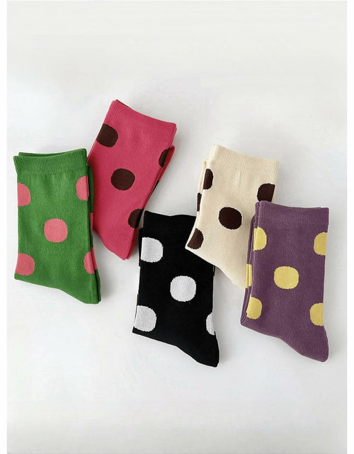Load image into Gallery viewer, Verdusa Women's Polka Dot Crew Ankle Socks Multicolor 5 Pairs Size 36-39
