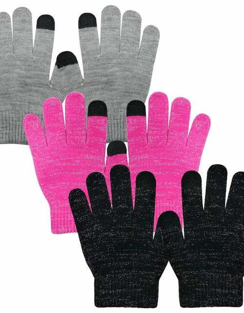 Load image into Gallery viewer, Evridwear Kids Winter Touchscreen Gloves Knitted Warm Mittens 3 Pairs Size 3T-5T
