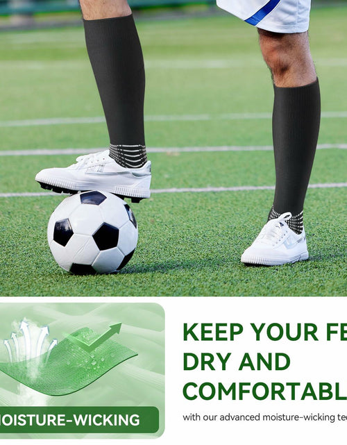 Load image into Gallery viewer, IRAMY Compressive Soccer Socks Youth Ankle Support Coolmax Wicking 2 Pack - M
