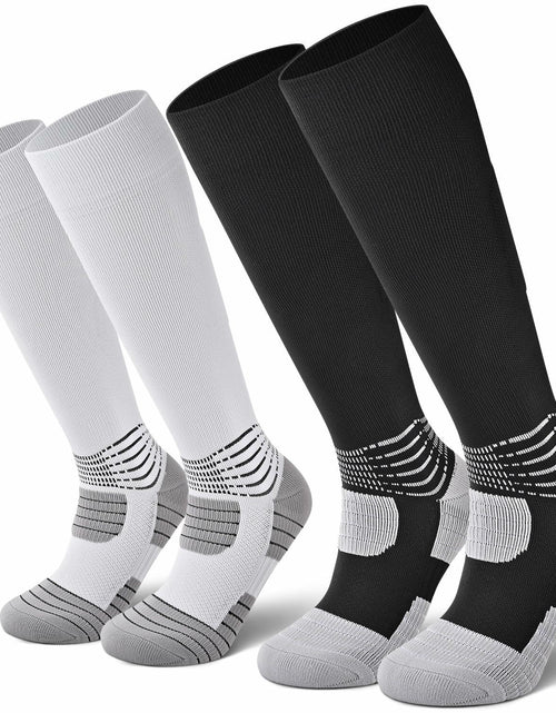 Load image into Gallery viewer, IRAMY Compressive Soccer Socks Youth Ankle Support Coolmax Wicking 2 Pack - M
