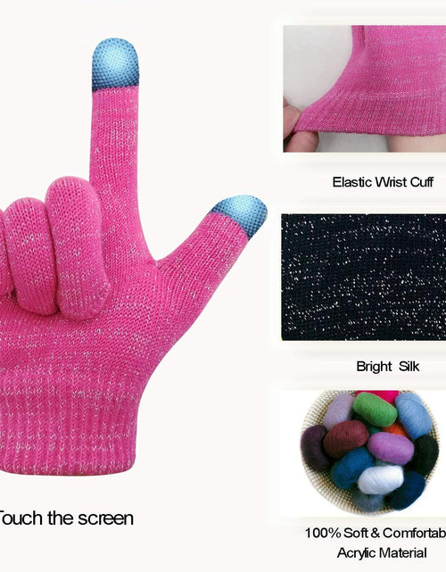 Load image into Gallery viewer, Evridwear Kids Winter Touchscreen Gloves Knitted Warm Mittens 3 Pairs Size 3T-5T

