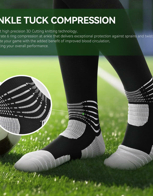 Load image into Gallery viewer, IRAMY Compressive Soccer Socks Youth Ankle Support Coolmax Wicking 2 Pack - M
