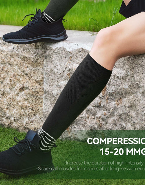 Load image into Gallery viewer, IRAMY Compressive Soccer Socks Youth Ankle Support Coolmax Wicking 2 Pack - M
