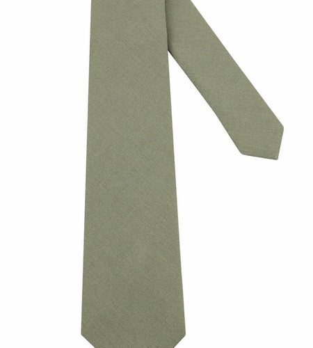 Mens Solid Linen Tie and Pocket Square Set Extra Long Sage Green Size Regular