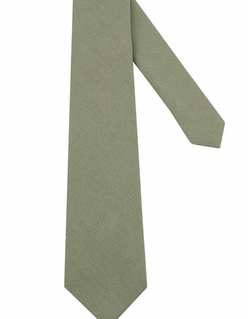 Load image into Gallery viewer, Mens Solid Linen Tie and Pocket Square Set Extra Long Sage Green Size Regular
