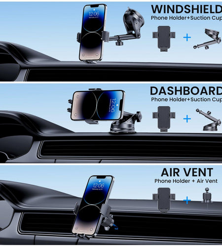 BIVGAZA Military-Grade Car Phone Holder Universal Thick Case Friendly Black