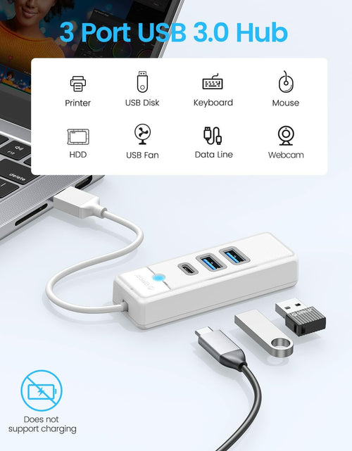 Load image into Gallery viewer, ORICO USB C Hub 3-Port USB 3.1 to USB 3.0 Adapter White 0.5ft Cable
