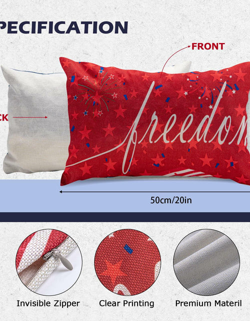 Load image into Gallery viewer, Freedom Patriotic 4th of July USA Stripes Pillow Cover 20x12
