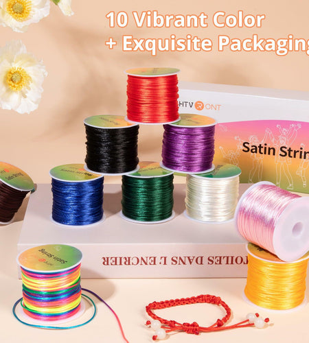 HTVRONT 1mm Elastic Bracelet String Clear Cord 120m with Bead Needle