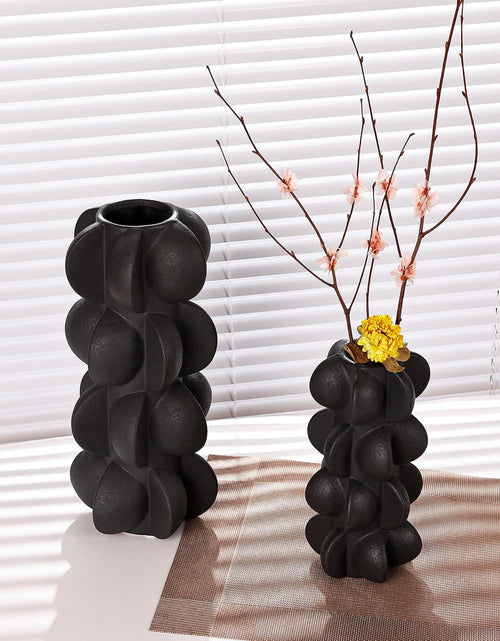 Load image into Gallery viewer, Ceramic Flower Vase 9-Inch Black Modern Farmhouse Decor Small
