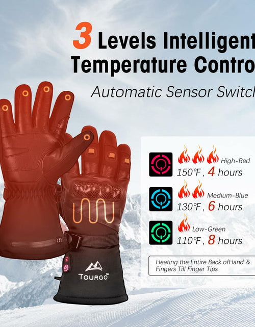 Load image into Gallery viewer, TOURGO Heated Leather Gloves Black Size S
