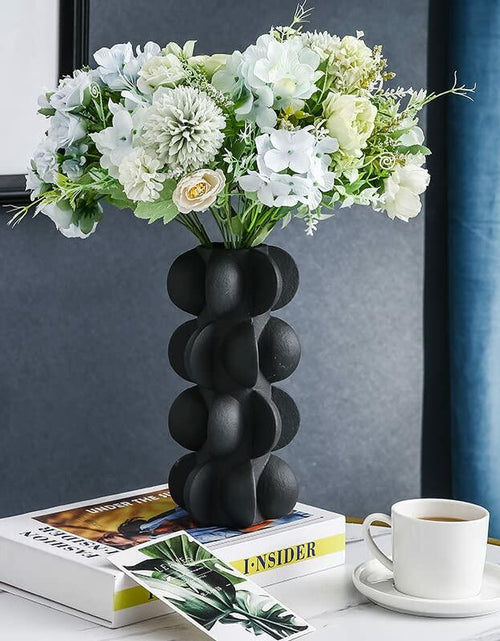Load image into Gallery viewer, Ceramic Flower Vase 9-Inch Black Modern Farmhouse Decor Small
