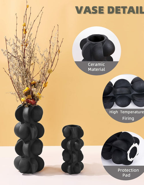 Load image into Gallery viewer, Ceramic Flower Vase 9-Inch Black Modern Farmhouse Decor Small
