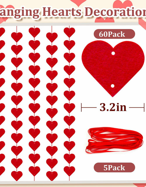 Load image into Gallery viewer, 60Pcs Hanging Hearts Red Garland Valentines Day Decoration String

