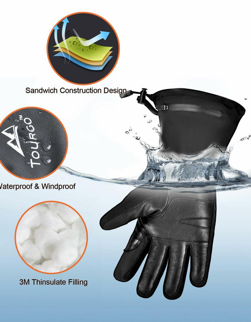 Load image into Gallery viewer, TOURGO Heated Leather Gloves Black Size S
