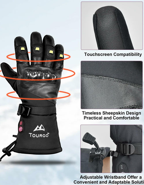 Load image into Gallery viewer, TOURGO Heated Leather Gloves Black Size S
