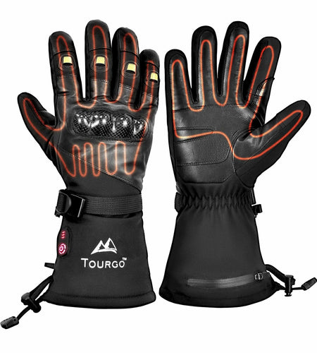 TOURGO Heated Leather Gloves Black Size S