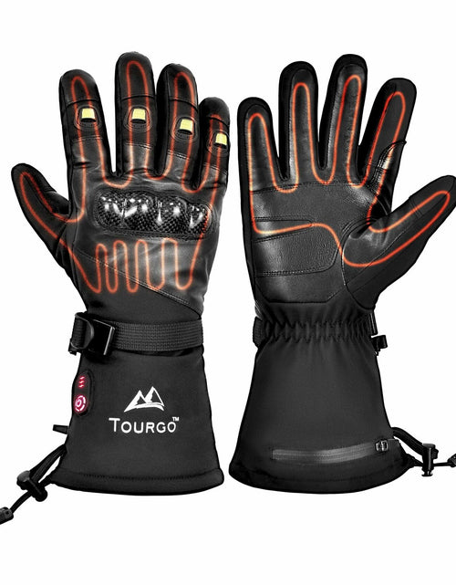 Load image into Gallery viewer, TOURGO Heated Leather Gloves Black Size S
