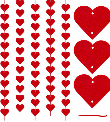 60Pcs Hanging Hearts Red Garland Valentines Day Decoration String