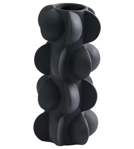 Ceramic Flower Vase 9-Inch Black Modern Farmhouse Decor Small
