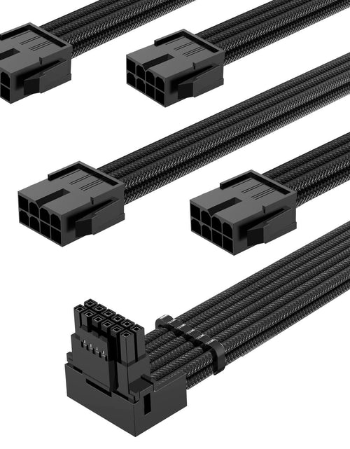 Load image into Gallery viewer, SYBECHATF RTX 4090 16Pin to 4x8Pin PCI-E 5.0 Sleeved Cable 14in Black
