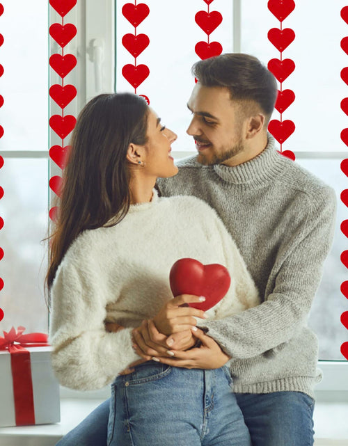 Load image into Gallery viewer, 60Pcs Hanging Hearts Red Garland Valentines Day Decoration String
