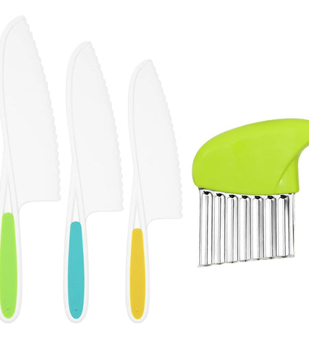 Suhctuptx Kids Nylon Kitchen Knife Set Toddler Safe Cooking Tools 4 Pcs