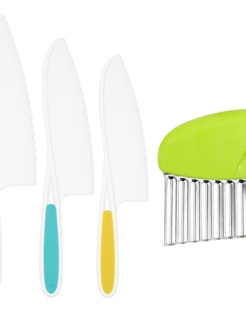 Load image into Gallery viewer, Suhctuptx Kids Nylon Kitchen Knife Set Toddler Safe Cooking Tools 4 Pcs

