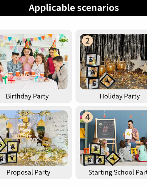 Load image into Gallery viewer, Onteftshop Baby Boxes Letters Party Decorations Clear Black 4 Count

