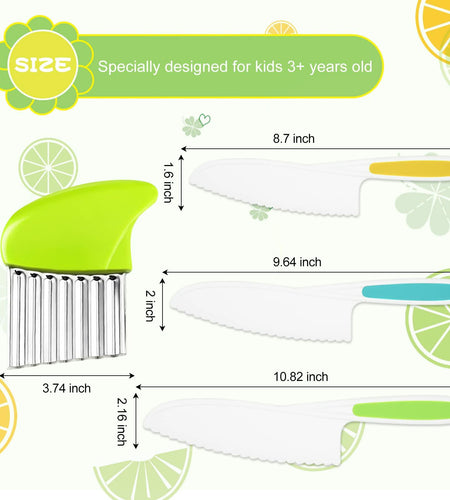 Suhctuptx Kids Nylon Kitchen Knife Set Toddler Safe Cooking Tools 4 Pcs