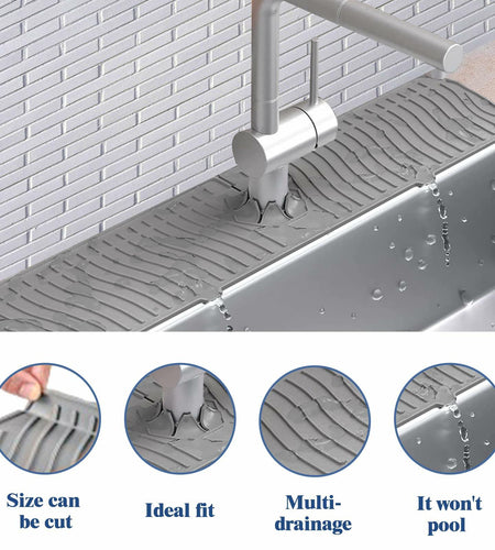 Kitchen Sink Splash Guard Silicone Faucet Mat Drip Catcher Multipurpose