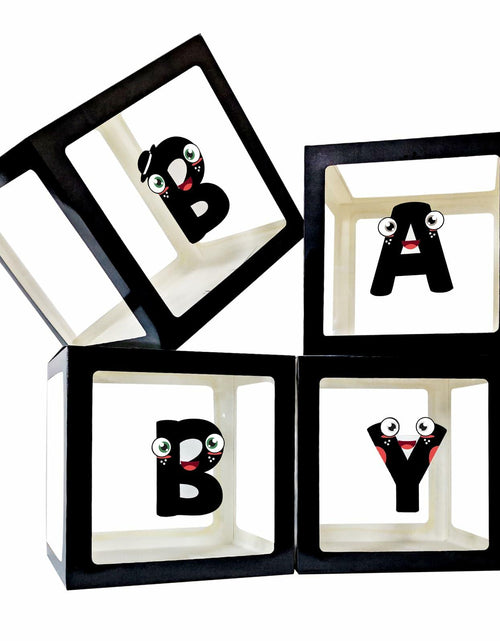 Load image into Gallery viewer, Onteftshop Baby Boxes Letters Party Decorations Clear Black 4 Count
