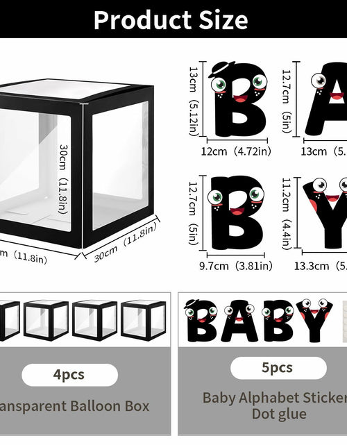 Load image into Gallery viewer, Onteftshop Baby Boxes Letters Party Decorations Clear Black 4 Count
